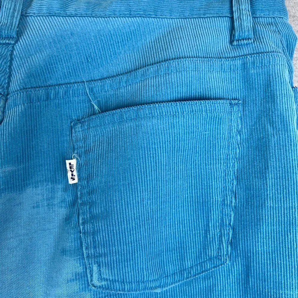 Vintage Levis 646 Bell Bottom Corduroy Pants Blue White‎ Tab 70s Flare 30x30